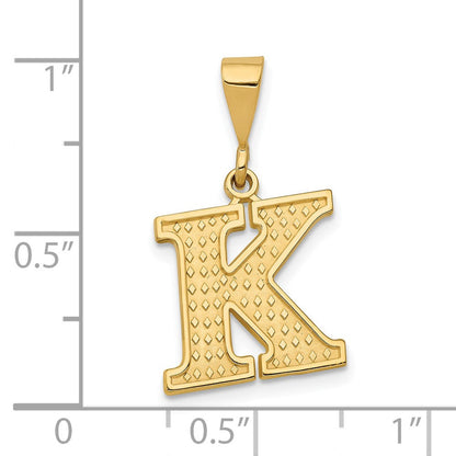 14K Gelbgold Strukturiert Initiale K Charm
