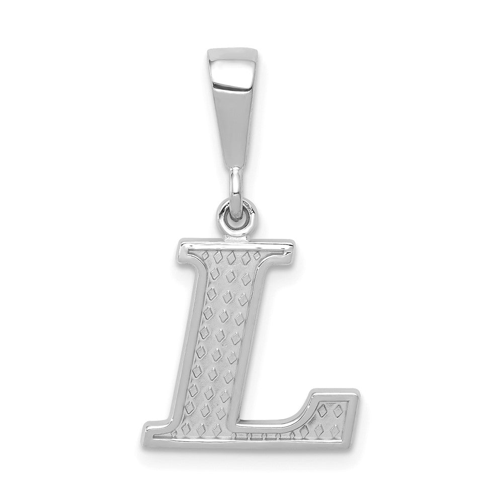14K Weißgold Strukturiert Initiale L Charm