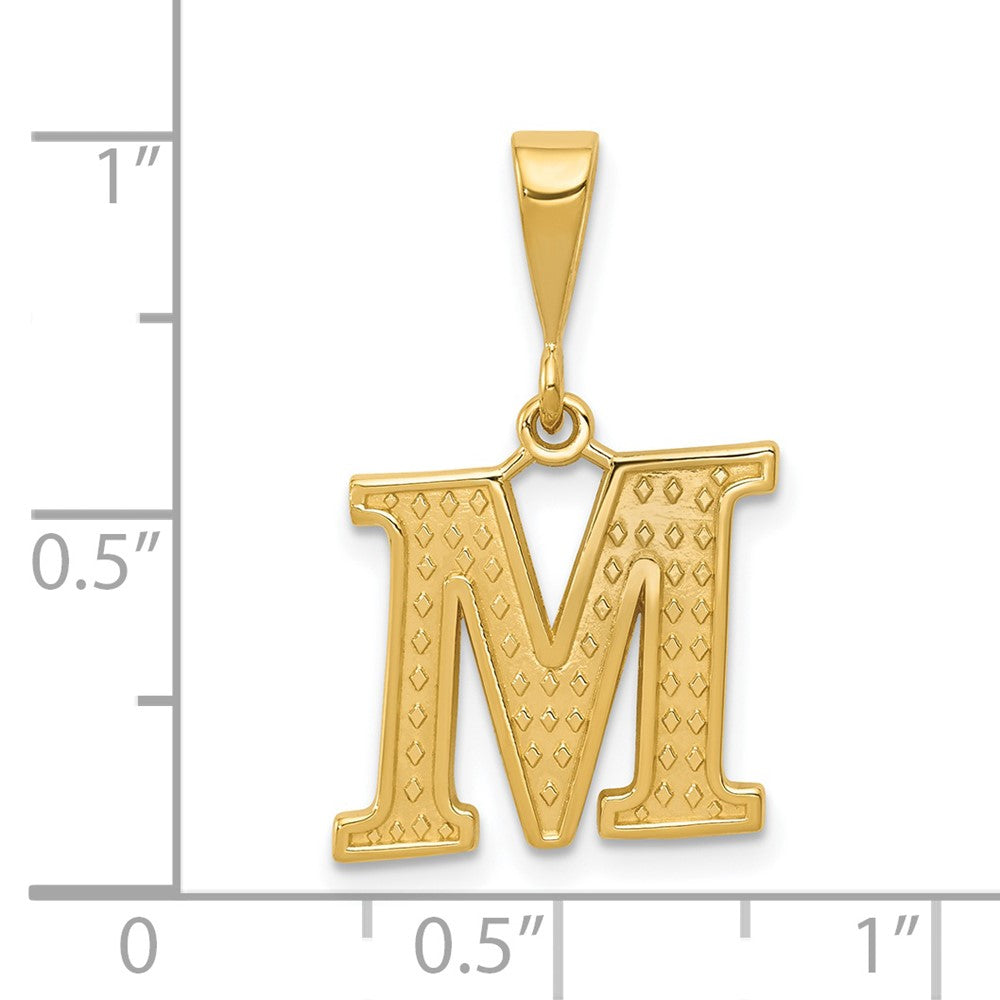 14K Gelbgold Strukturiert Initiale M Charm