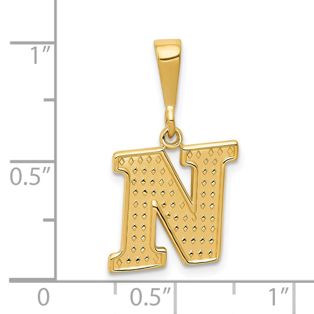 14K Gelbgold Strukturiert Initiale N Charm