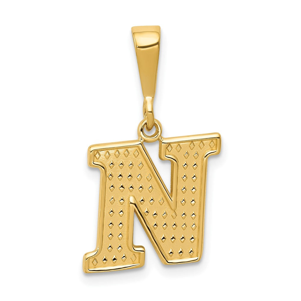 14K Gelbgold Strukturiert Initiale N Charm