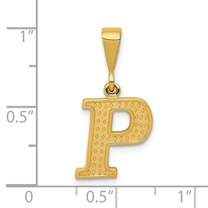 14K Gelbgold Strukturiert Initiale P Charm