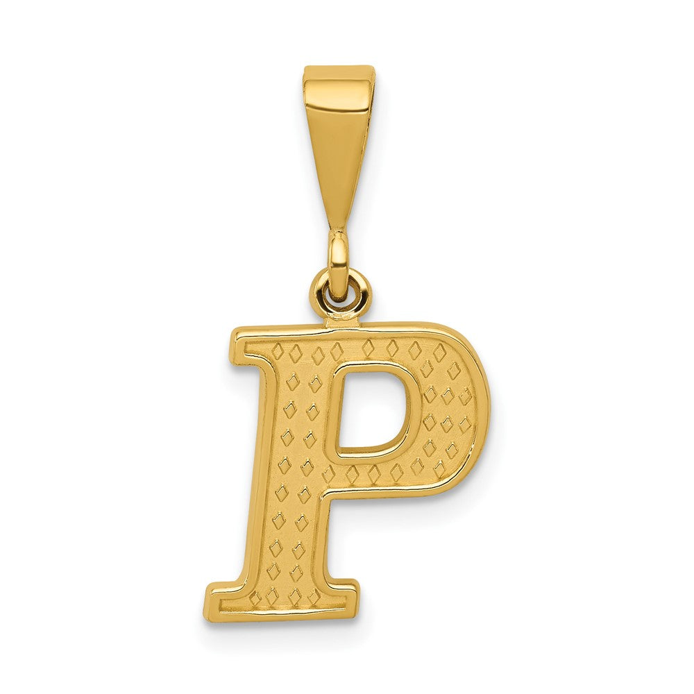 14K Gelbgold Strukturiert Initiale P Charm