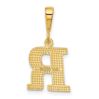 14K Gelbgold Strukturiert Initiale R Charm