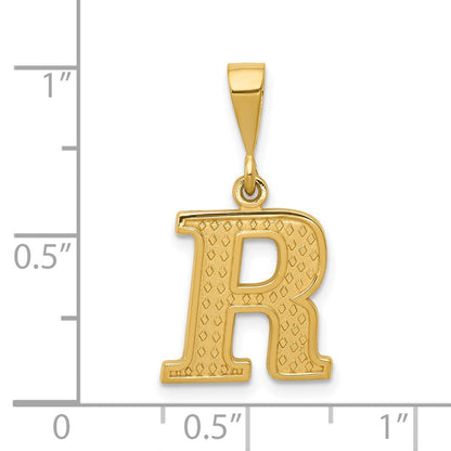 14K Gelbgold Strukturiert Initiale R Charm