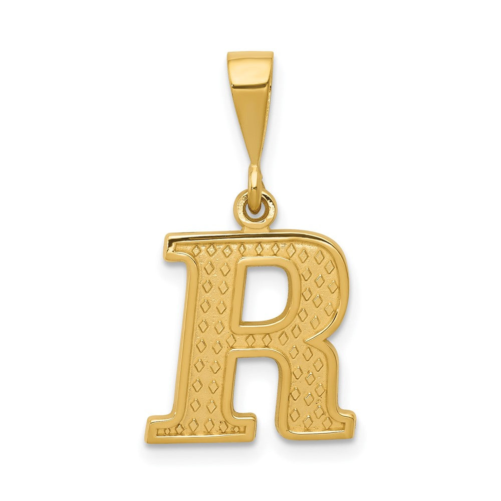 14K Gelbgold Strukturiert Initiale R Charm