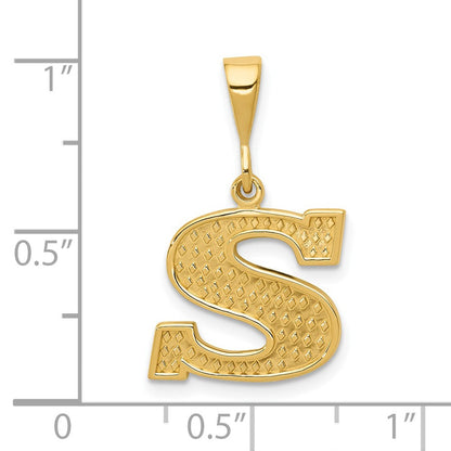 14K Gelbgold Strukturiert Initiale S Charm