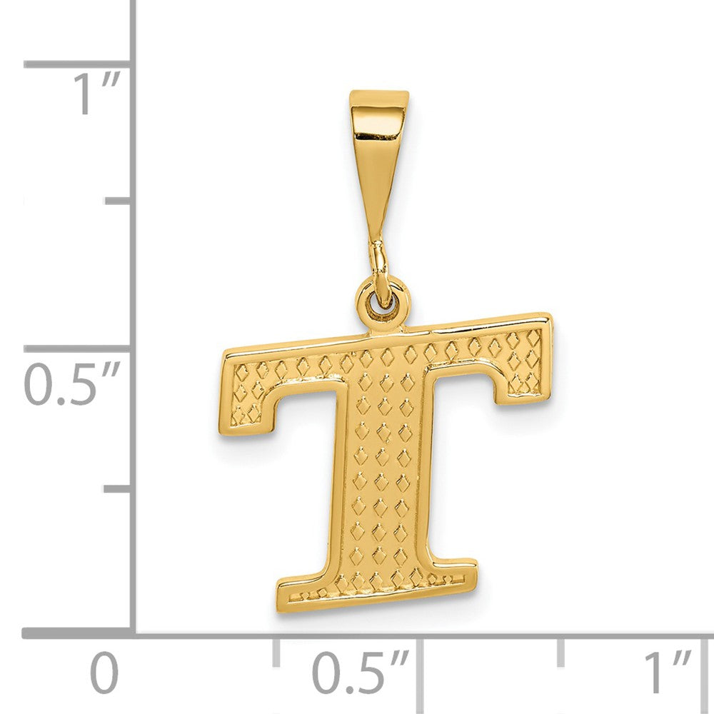 14K Gelbgold Strukturiert Initiale T Charm