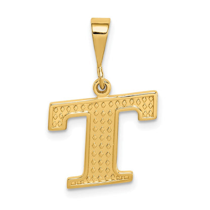 14K Gelbgold Strukturiert Initiale T Charm