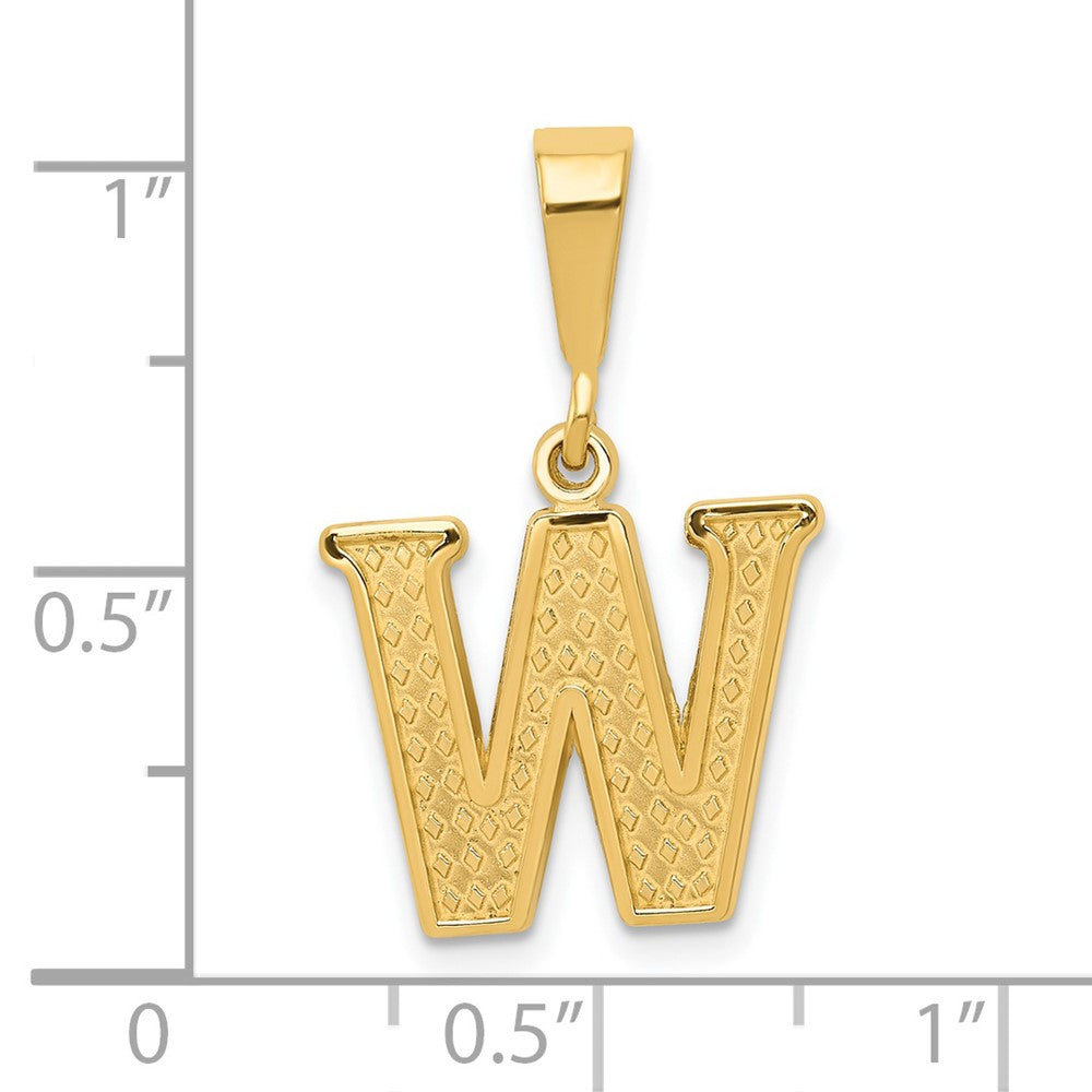 14K Gelbgold Strukturiert Initiale W Charm