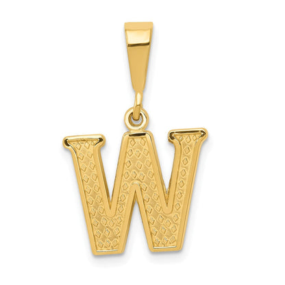 14K Gelbgold Strukturiert Initiale W Charm