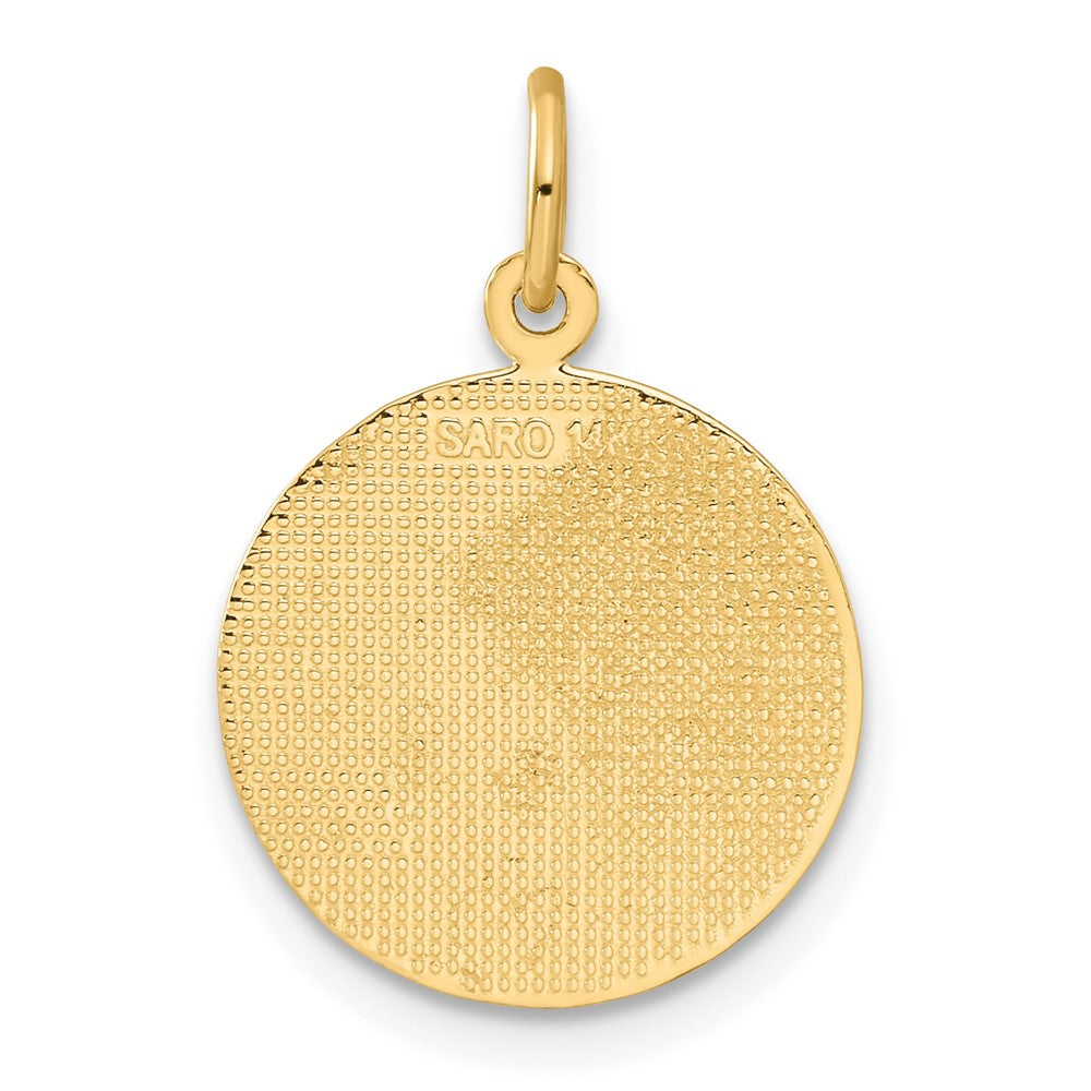 14K Gelbgold Konfirmationsmedaille mit Taube Charm-Anhänger