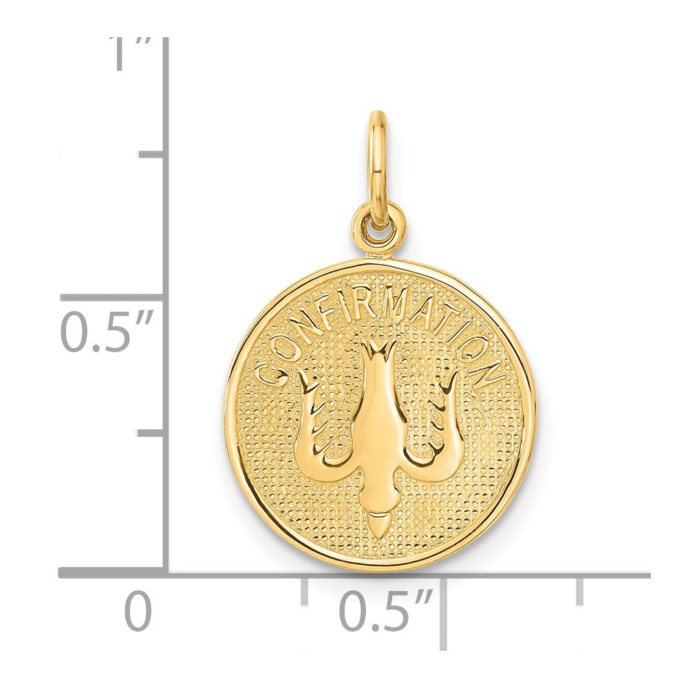 14K Gelbgold Konfirmationsmedaille mit Taube Charm-Anhänger
