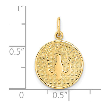 14K Gelbgold Konfirmationsmedaille mit Taube Charm-Anhänger