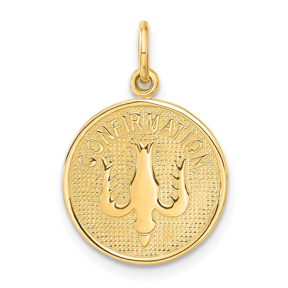 14K Gelbgold Konfirmationsmedaille mit Taube Charm-Anhänger