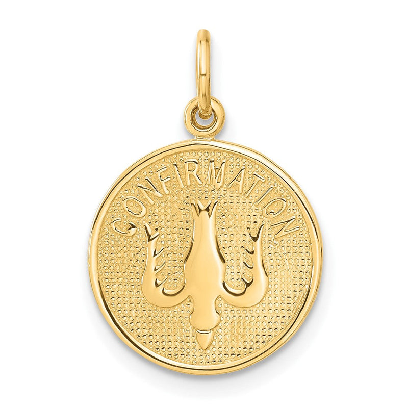 14K Gelbgold Konfirmationsmedaille mit Taube Charm-Anhänger