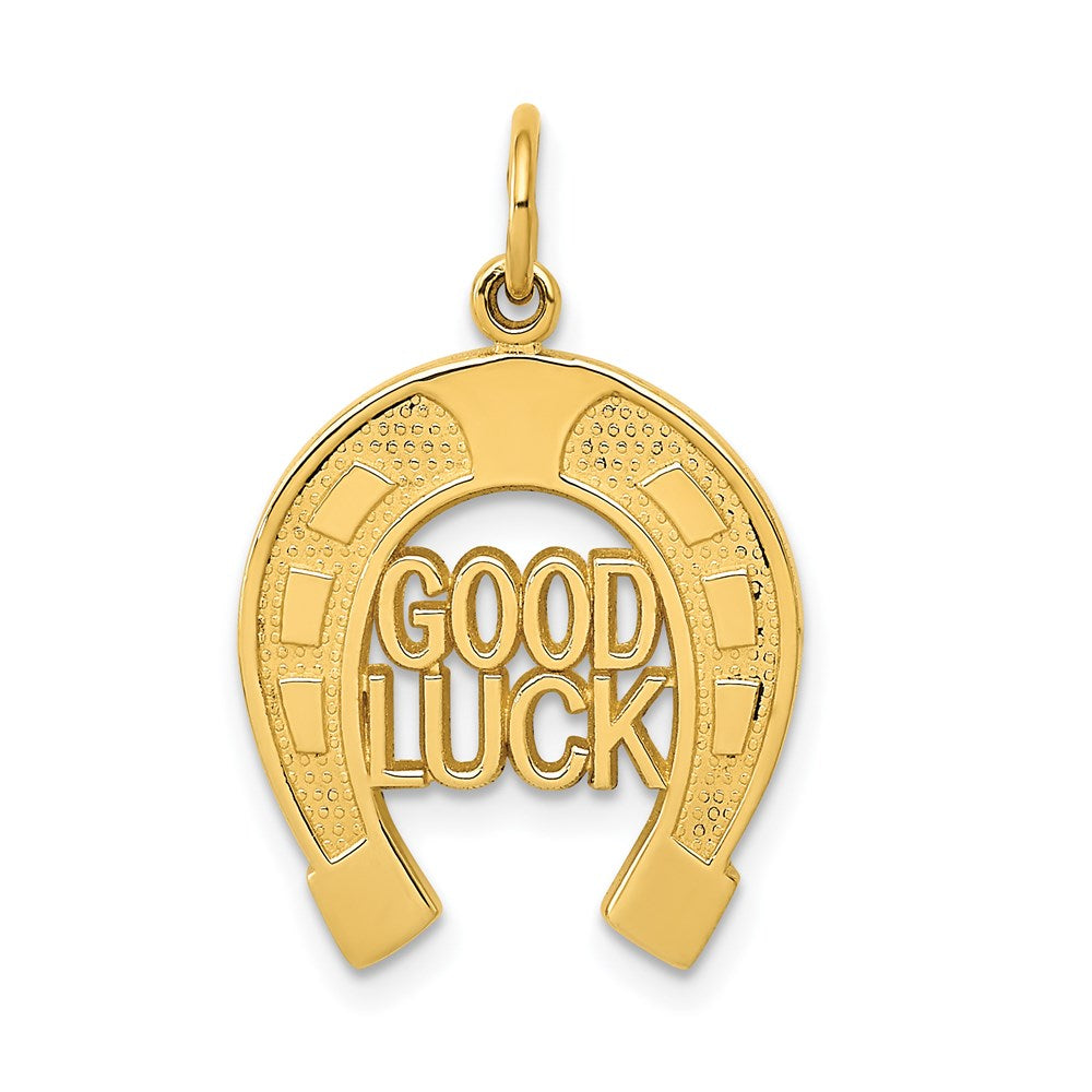 14 Karat Gelbgold Hufeisen-Glücksbringer-Charm