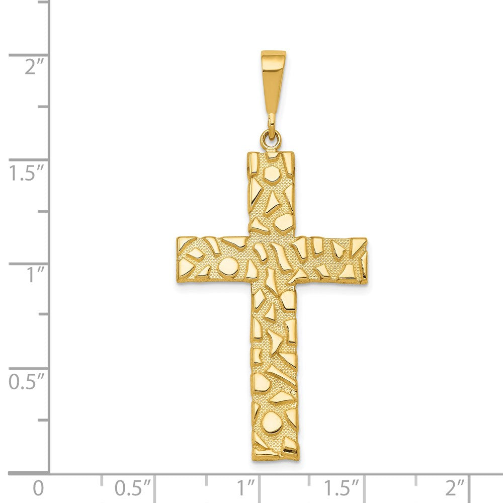 14K Gelbgold Kreuzanhänger im Nugget-Stil