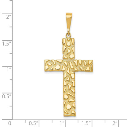 14K Gelbgold Kreuzanhänger im Nugget-Stil
