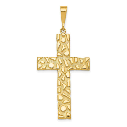 14K Gelbgold Kreuzanhänger im Nugget-Stil