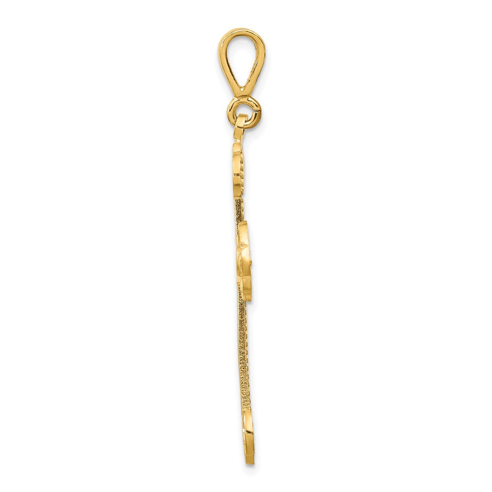 14K Gelbgold Kreuz-Anhänger mit Knospenenden