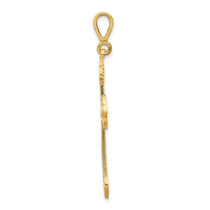14K Gelbgold Kreuz-Anhänger mit Knospenenden