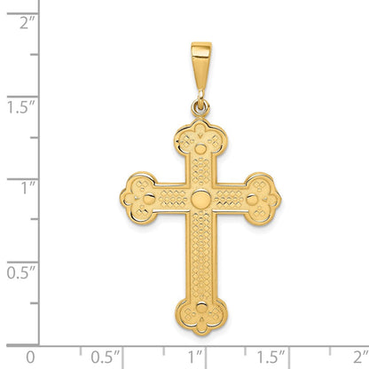 14K Gelbgold Kreuz-Anhänger mit Knospenenden