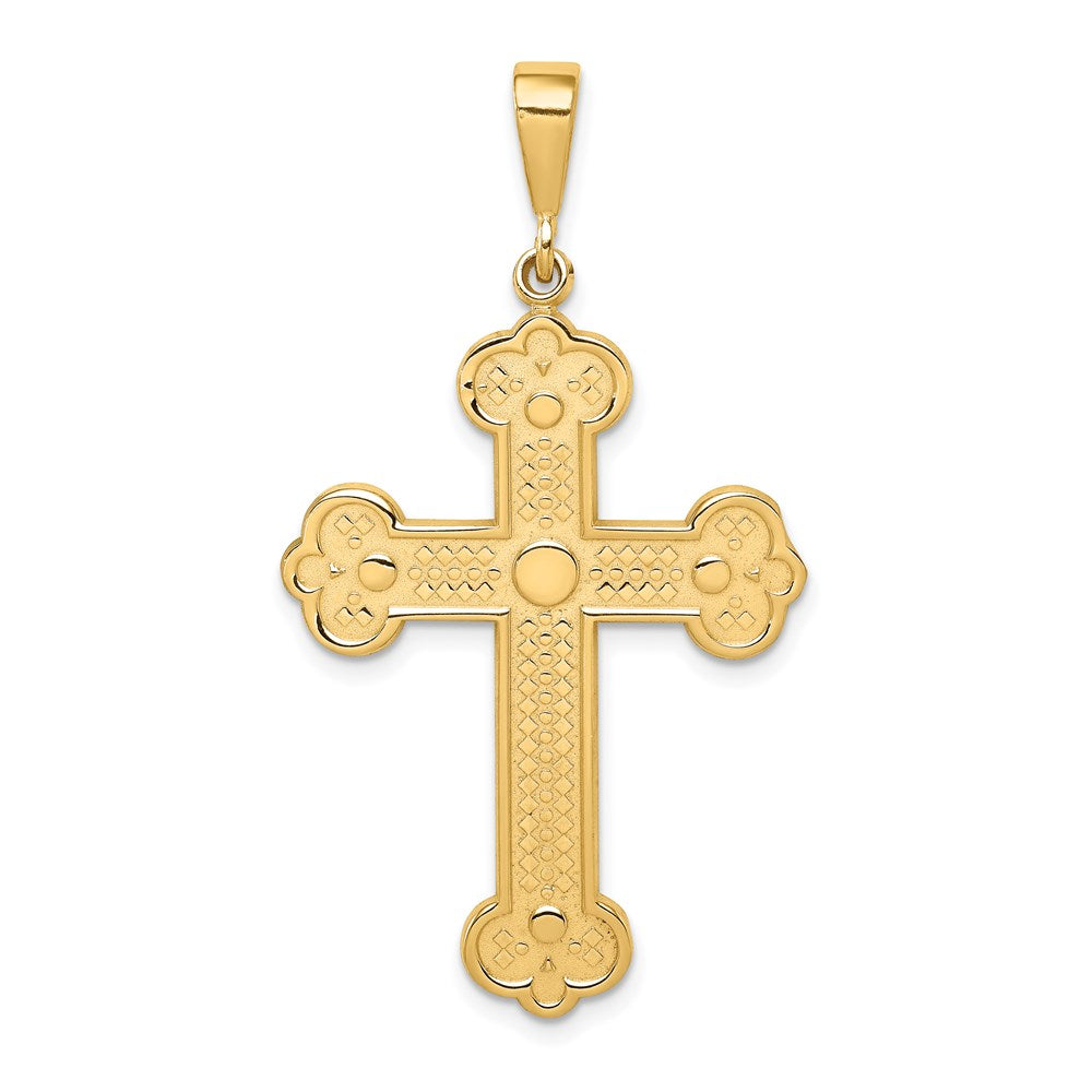 14K Gelbgold Kreuz-Anhänger mit Knospenenden
