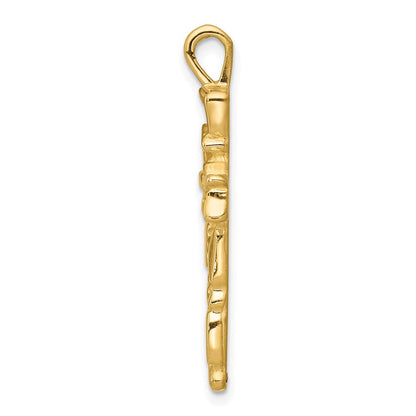 14K Gelbgold Nugget-Kreuz-Anhänger