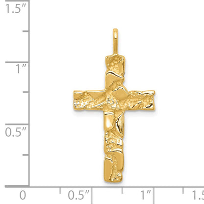 14K Gelbgold Nugget-Kreuz-Anhänger