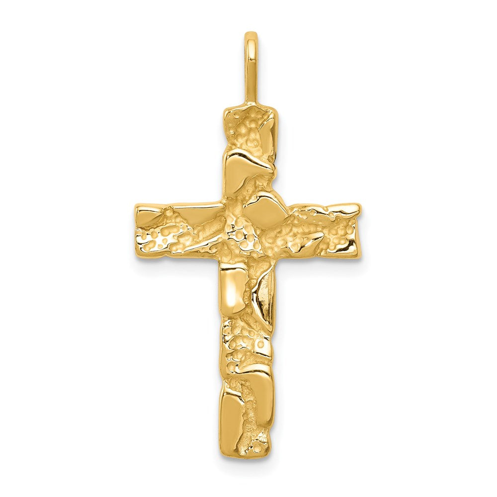 14K Gelbgold Nugget-Kreuz-Anhänger