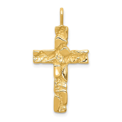 14K Gelbgold Nugget-Kreuz-Anhänger