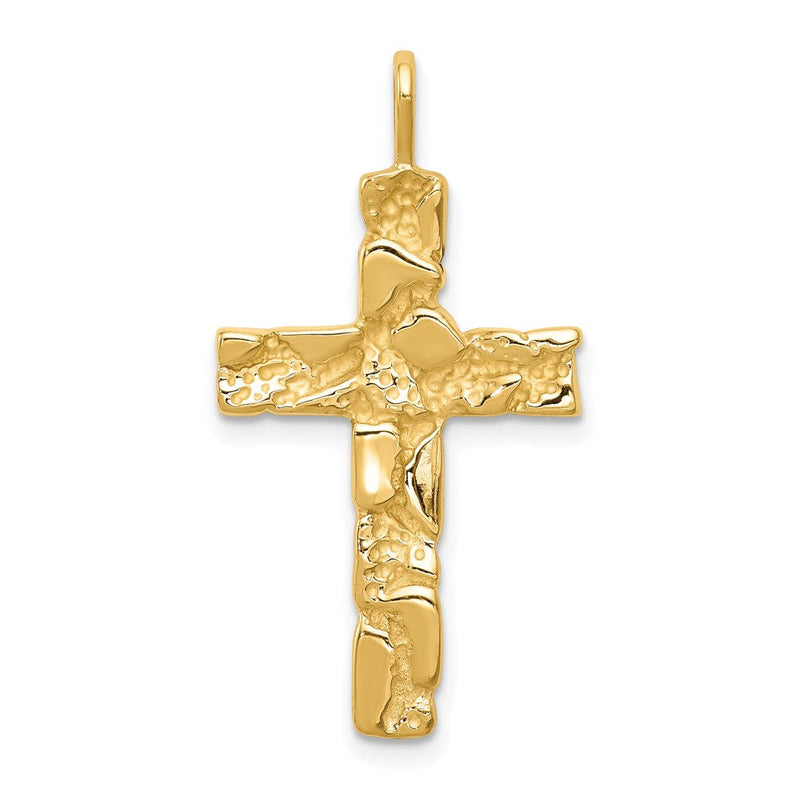 14K Gelbgold Nugget-Kreuz-Anhänger