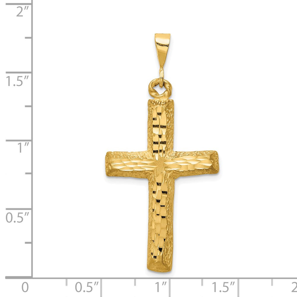 14K Gelbgold Kreuz-Charm, diamantiert