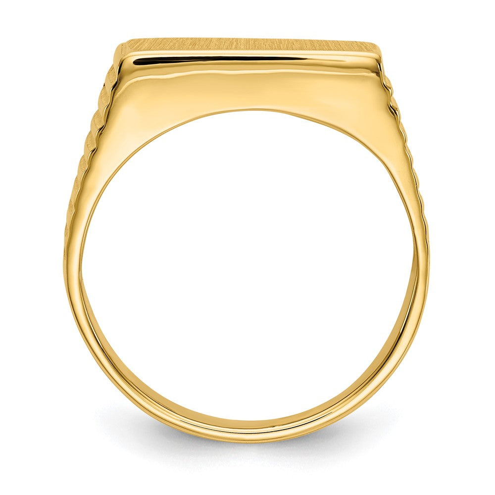 14K Gelbgold 7,0x15,0mm Herren-Siegelring mit offener Fassung
