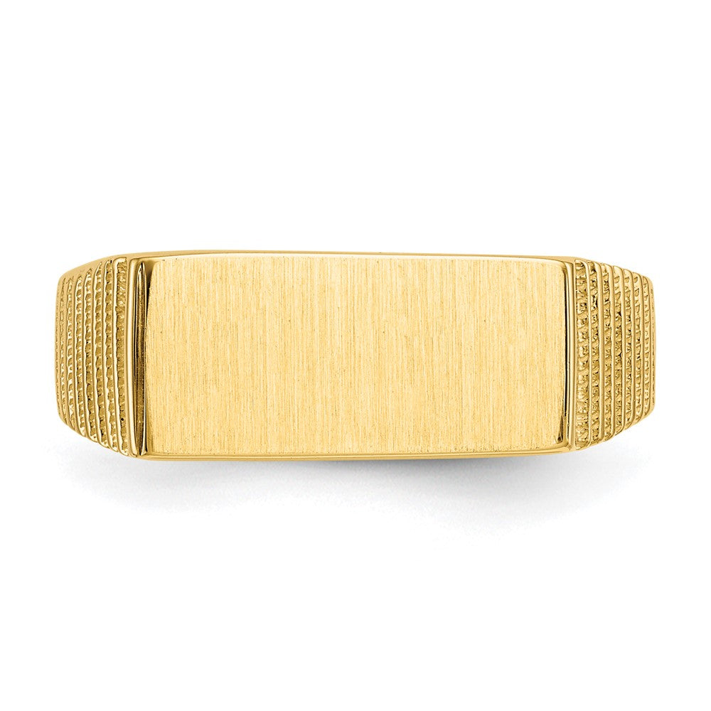 14K Gelbgold 7,0x15,0mm Herren-Siegelring mit offener Fassung