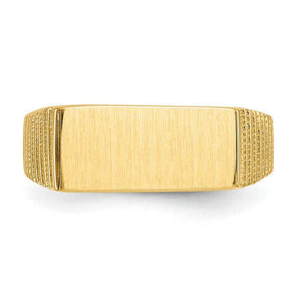 14K Gelbgold 7,0x15,0mm Herren-Siegelring mit offener Fassung