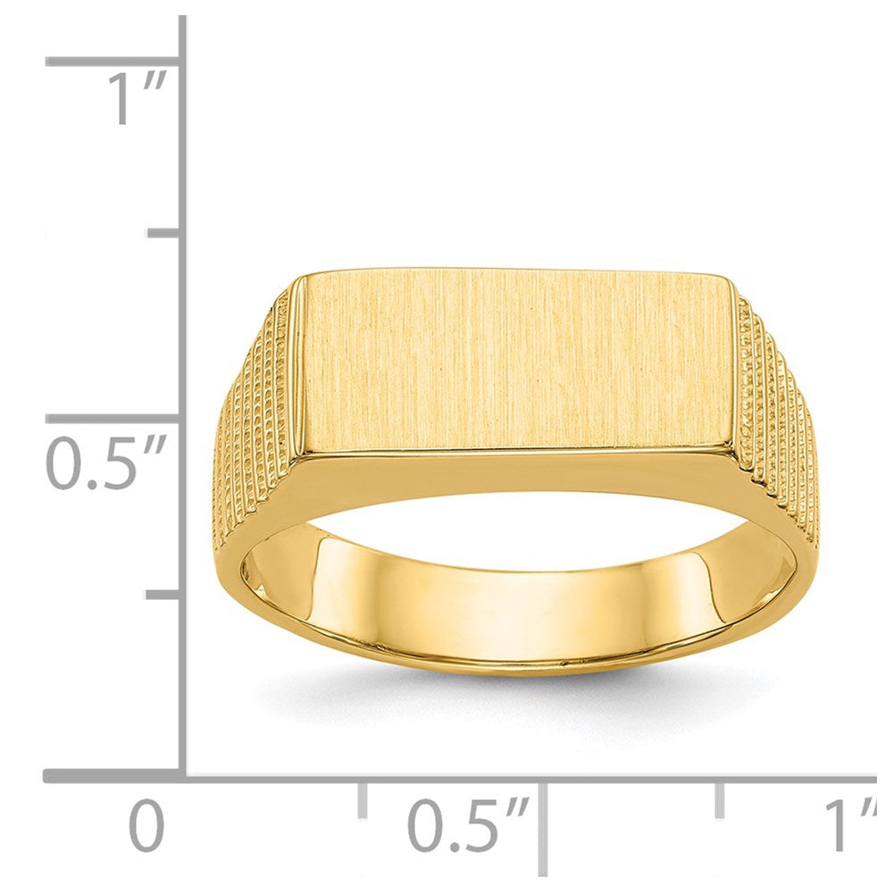 14K Gelbgold 7,0x15,0mm Herren-Siegelring mit offener Fassung