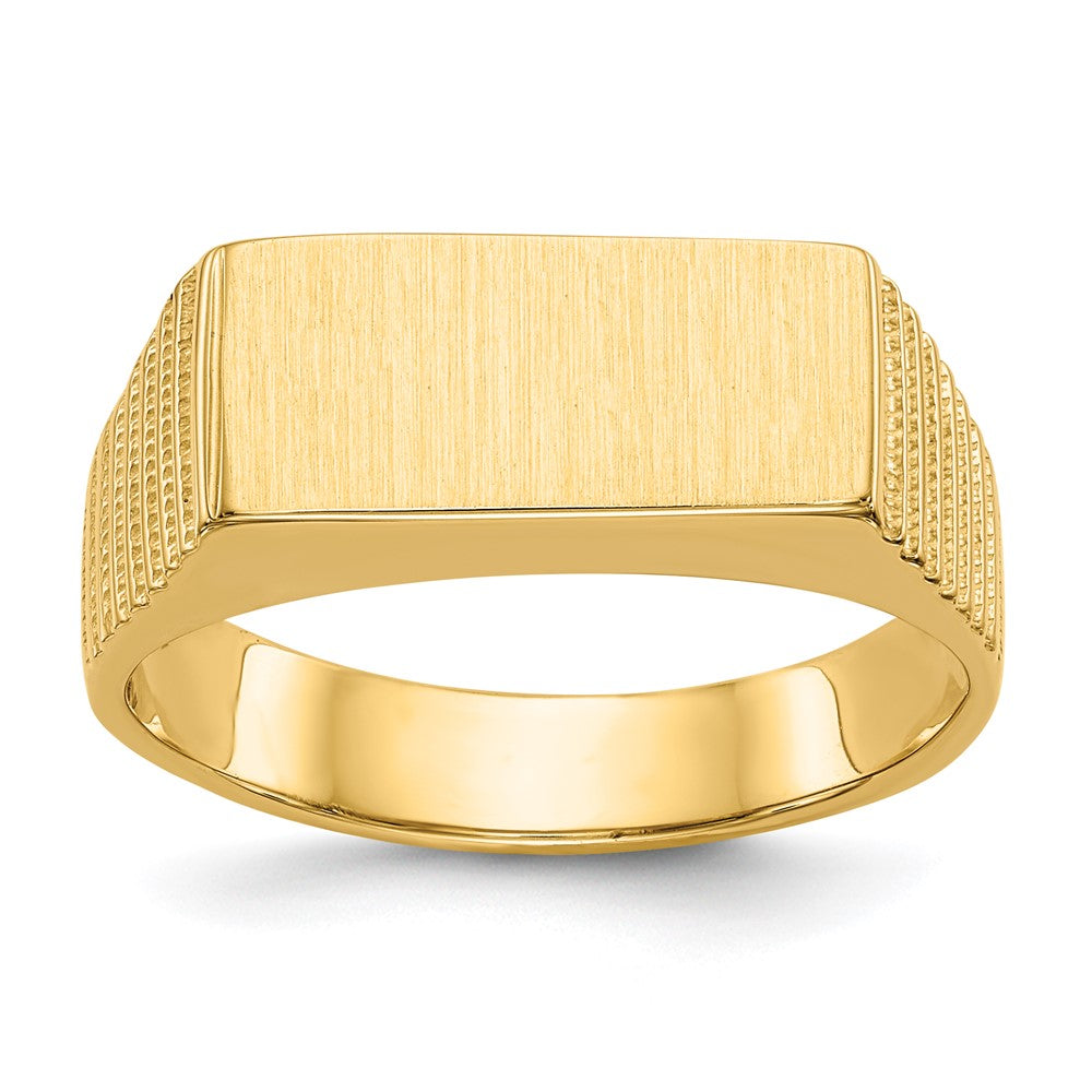 14K Gelbgold 7,0x15,0mm Herren-Siegelring mit offener Fassung