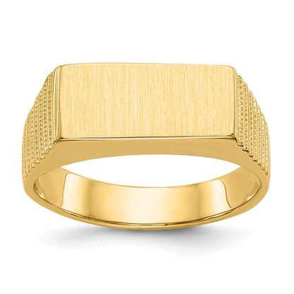 14K Gelbgold 7,0x15,0mm Herren-Siegelring mit offener Fassung