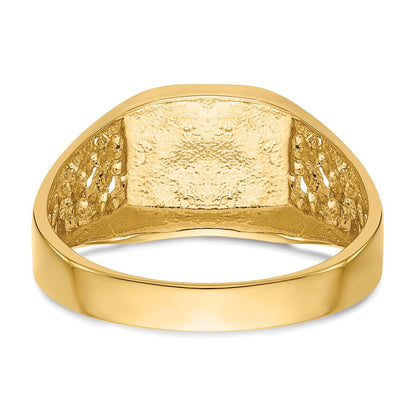 14K Gelbgold Herren-Siegelring, 9,0x10,5 mm, offene Rückseite