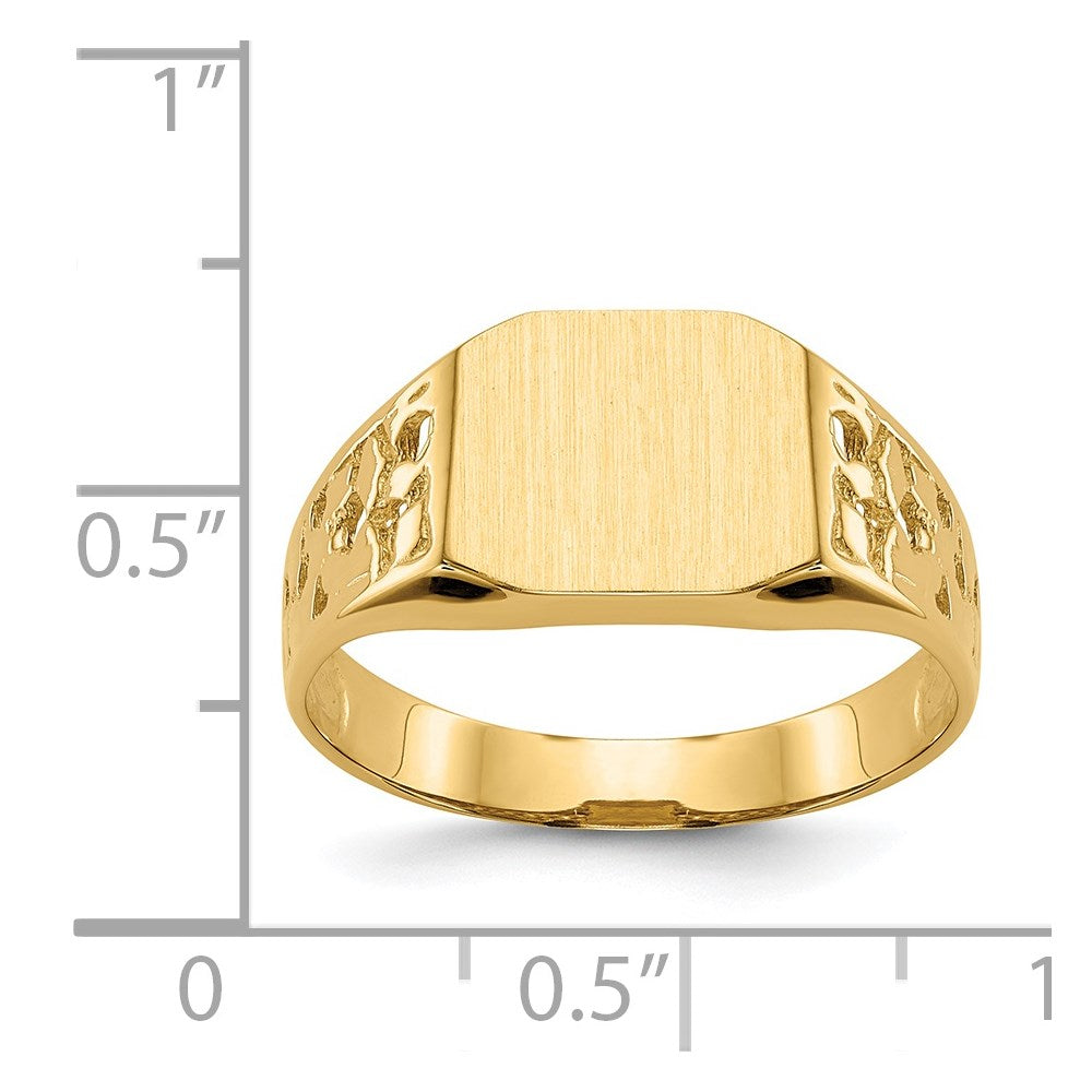 14K Gelbgold Herren-Siegelring, 9,0x10,5 mm, offene Rückseite