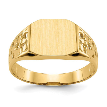 14K Gelbgold Herren-Siegelring, 9,0x10,5 mm, offene Rückseite