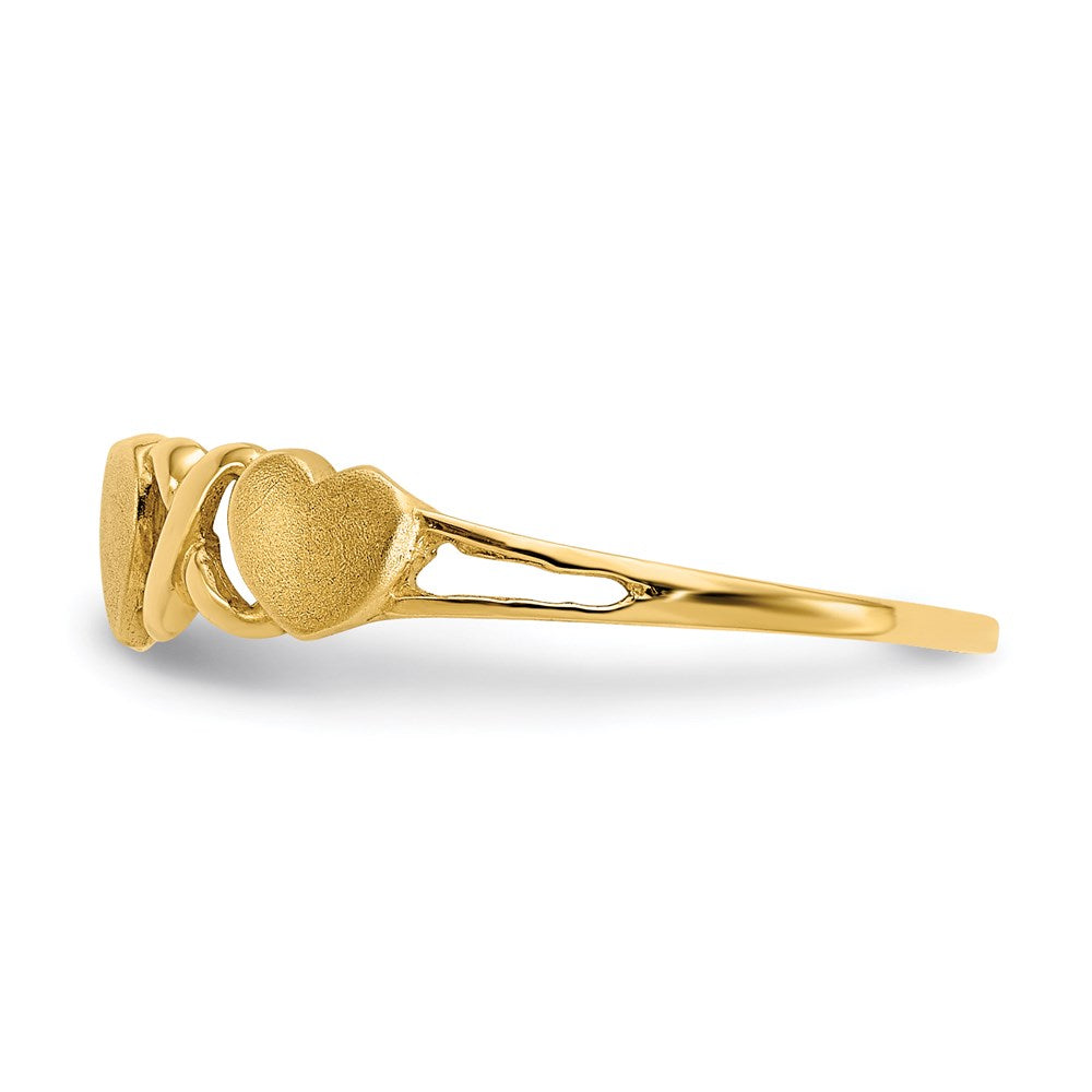14K Gelbgold Ring mit dreifachem Herz