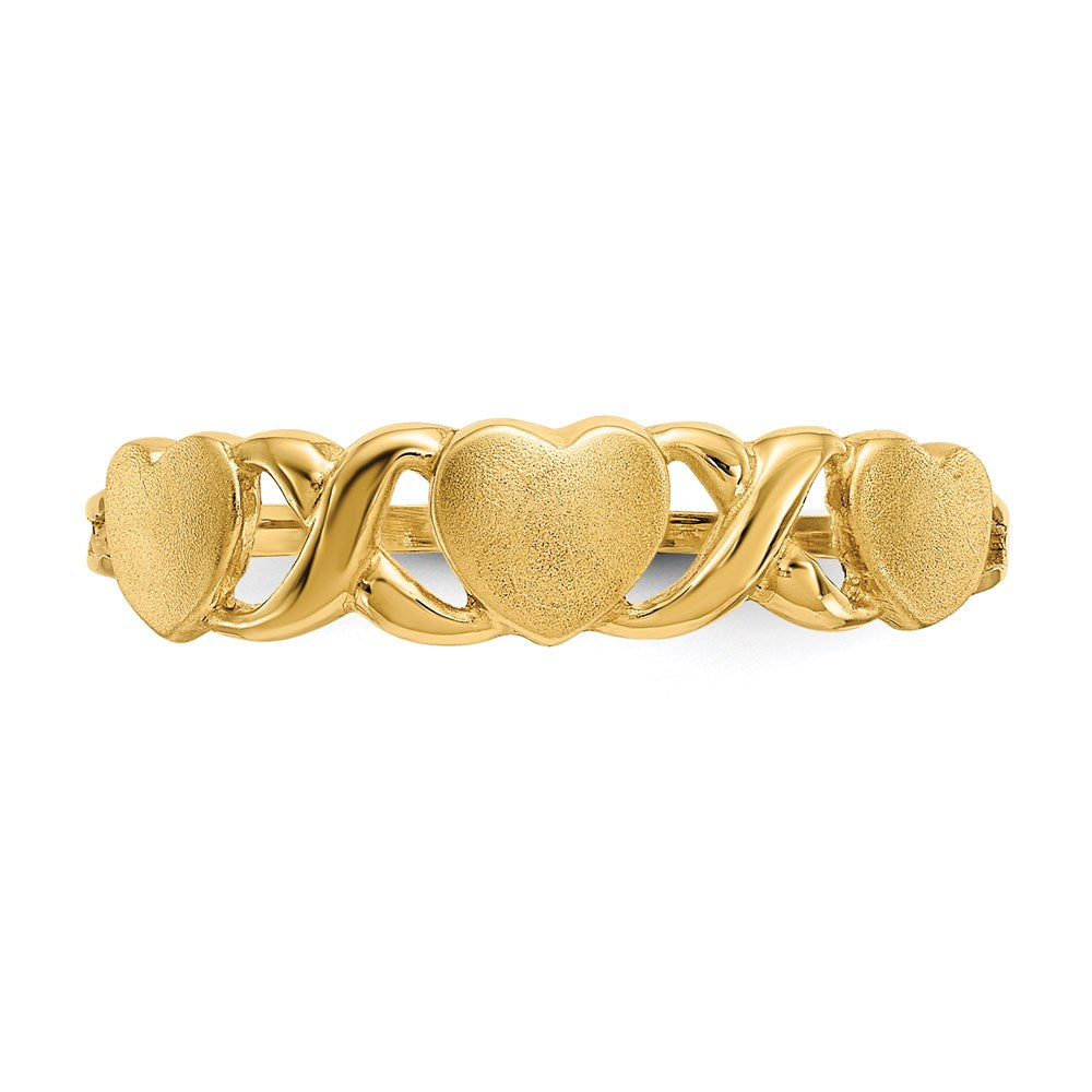 14K Gelbgold Ring mit dreifachem Herz