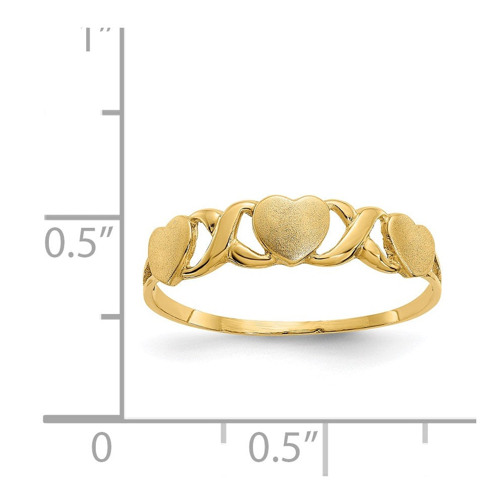 14K Gelbgold Ring mit dreifachem Herz