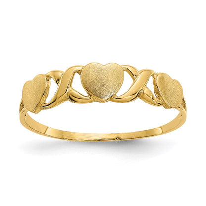 14K Gelbgold Ring mit dreifachem Herz