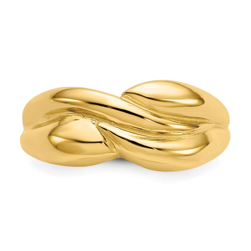 14K Gelbgold Poliert Gedrehter Bombierter Ring