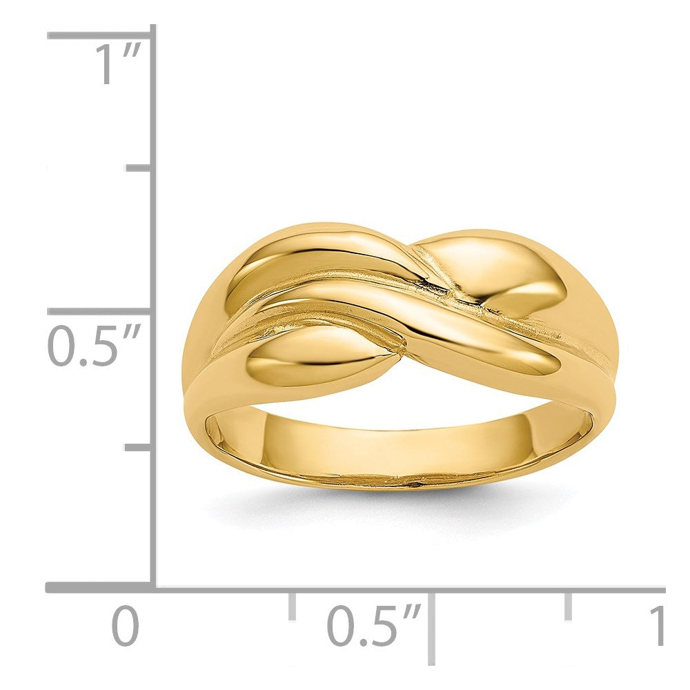 14K Gelbgold Poliert Gedrehter Bombierter Ring