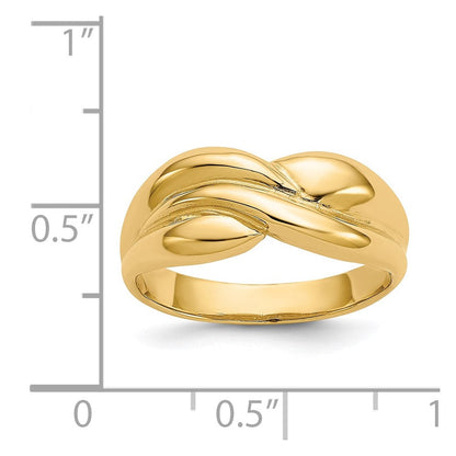 14K Gelbgold Poliert Gedrehter Bombierter Ring